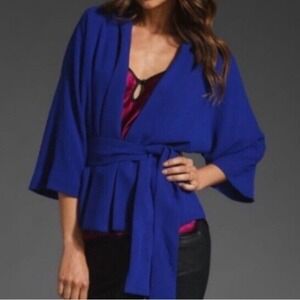 Trina Turk Jacket Osaka Kimono Cobalt Bright Designer Blazer 10 Glam Modern USA